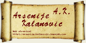 Arsenije Kalanović vizit kartica